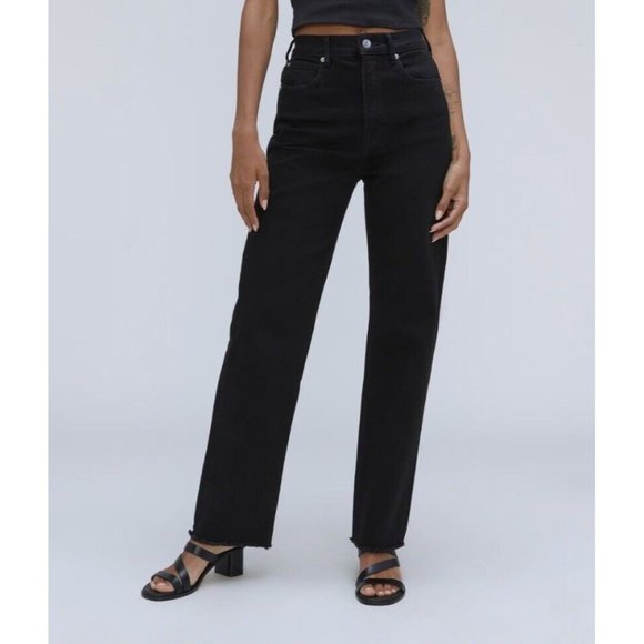 Everlane The Way High Raw Hem High Rise Black Jeans Women’s Size 26 Regular - Picture 1 of 5